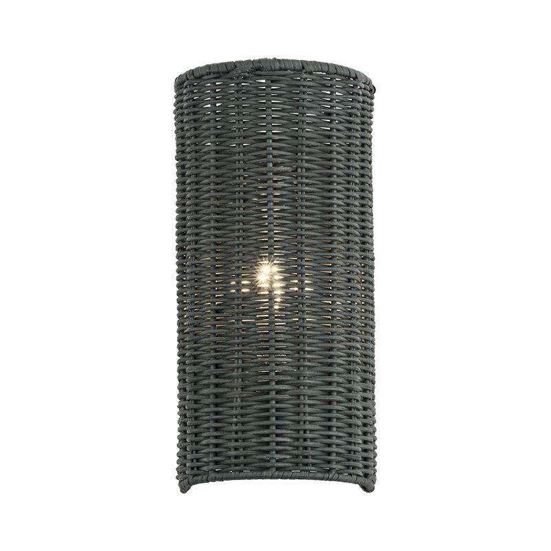 Livex Weavington 1Lt ADA Sconce, Nickel/Hand-Woven Charred Gray