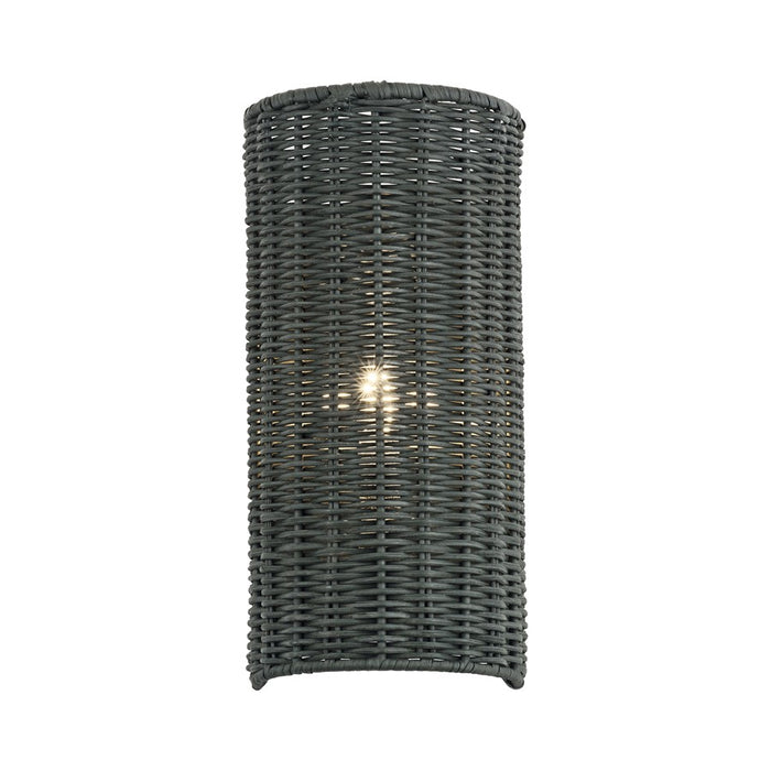 Livex Weavington 1Lt ADA Sconce, Nickel/Hand-Woven Charred Gray