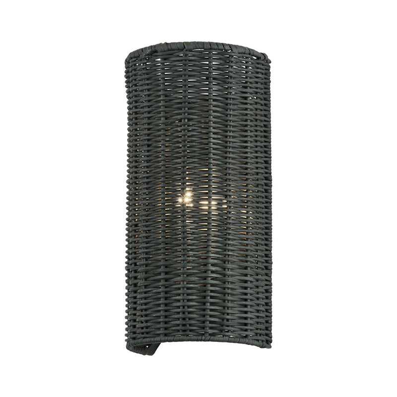 Livex Weavington 1Lt ADA Sconce, Nickel/Hand-Woven Charred Gray
