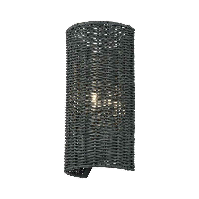 Livex Weavington 1Lt ADA Sconce, Nickel/Hand-Woven Charred Gray
