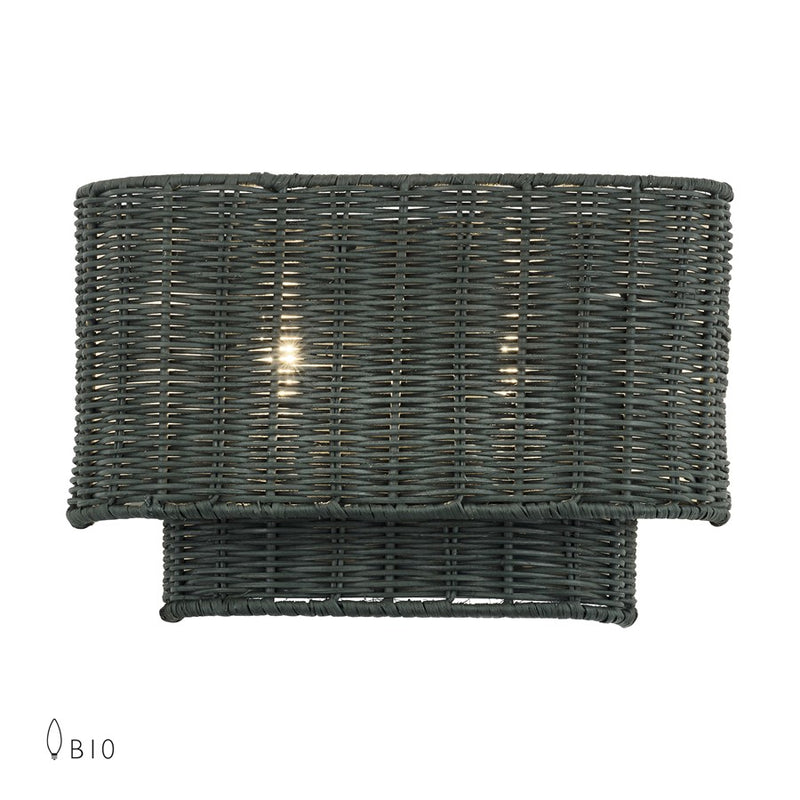 Livex Weavington 2Lt ADA 12"W Sconce, Nickel/Hand-Woven Charred Gray - 60431-91