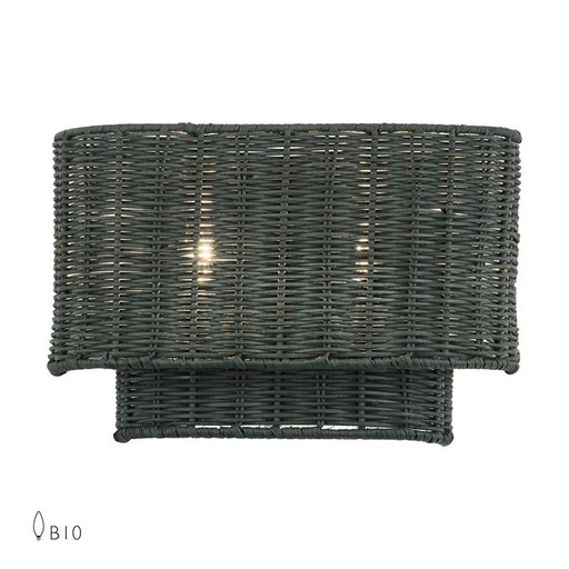 Livex Weavington 2Lt ADA 12"W Sconce, Nickel/Hand-Woven Charred Gray - 60431-91