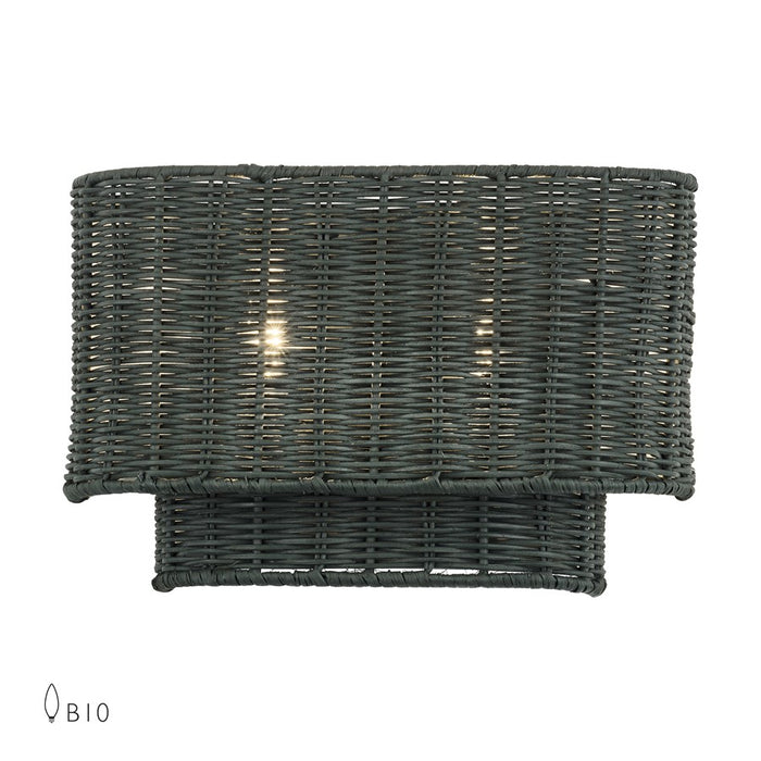 Livex Weavington 2Lt ADA 12"W Sconce, Nickel/Hand-Woven Charred Gray - 60431-91