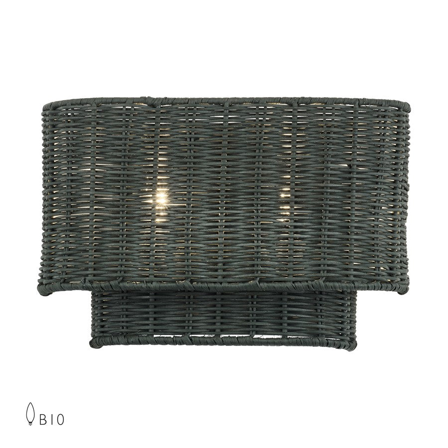 Livex Weavington 2Lt ADA 12"W Sconce, Nickel/Hand-Woven Charred Gray - 60431-91