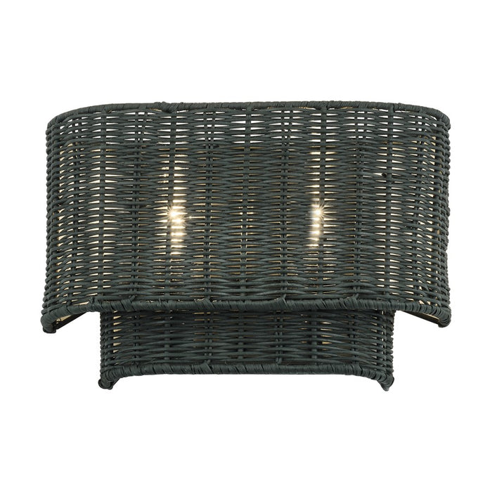 Livex Weavington 2Lt ADA 12"W Sconce, Nickel/Hand-Woven Charred Gray