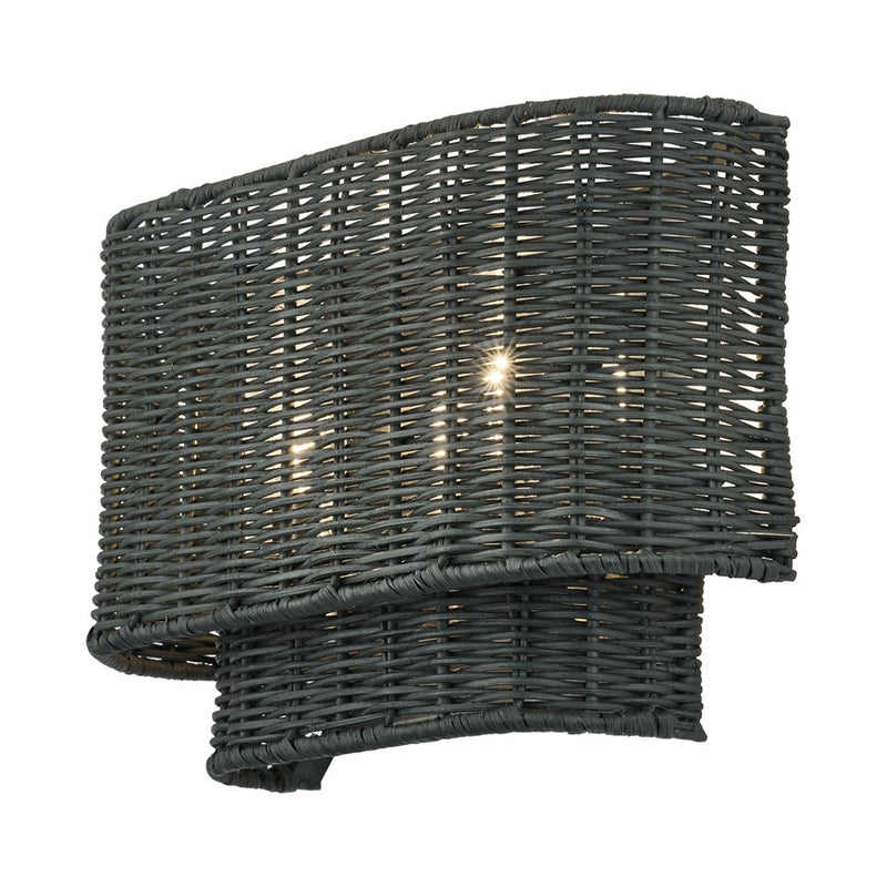 Livex Weavington 2Lt ADA 12"W Sconce, Nickel/Hand-Woven Charred Gray