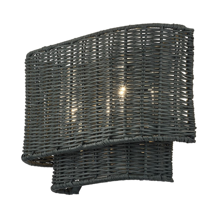 Livex Weavington 2Lt ADA 12"W Sconce, Nickel/Hand-Woven Charred Gray