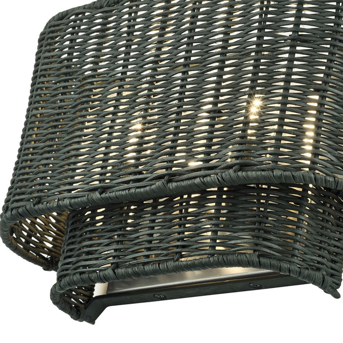Livex Weavington 2Lt ADA 12"W Sconce, Nickel/Hand-Woven Charred Gray