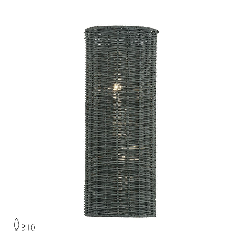 Livex Weavington 2Lt ADA 6"W Sconce, Nickel/Hand-Woven Charred Gray - 60432-91