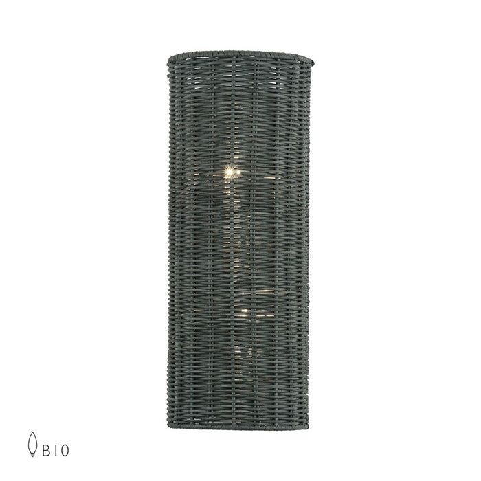 Livex Weavington 2Lt ADA 6"W Sconce, Nickel/Hand-Woven Charred Gray - 60432-91