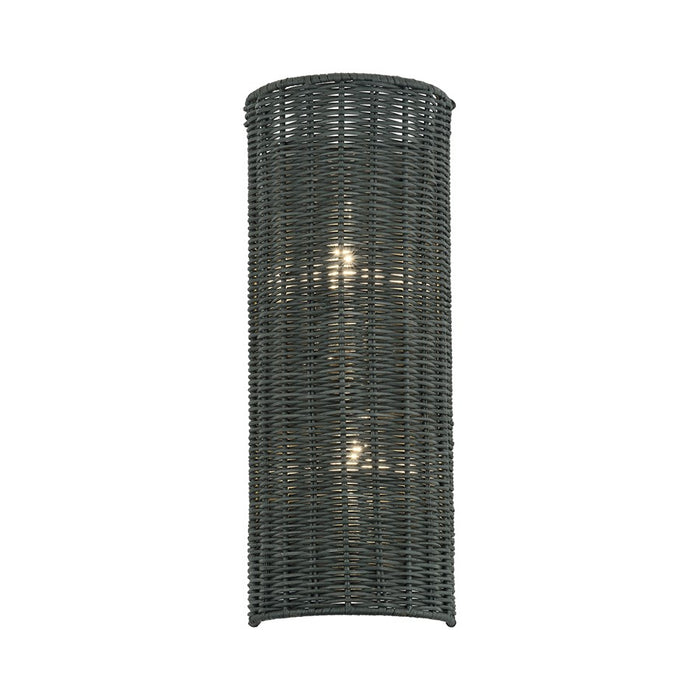 Livex Weavington 2Lt ADA 6"W Sconce, Nickel/Hand-Woven Charred Gray
