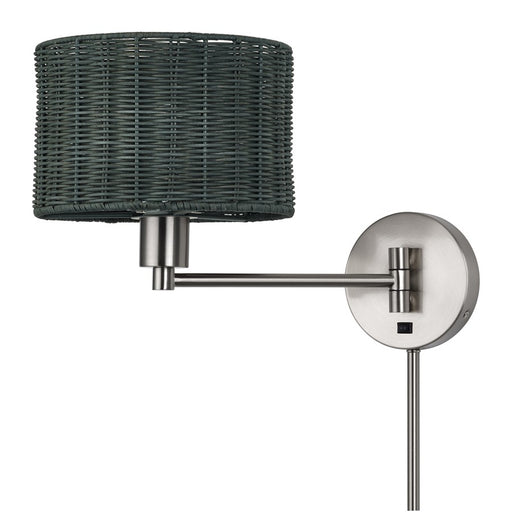 Livex Weavington 1Lt Swing Arm Wall Lamp, Nickel/Charred Gray