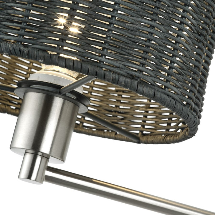 Livex Weavington 1Lt Swing Arm Wall Lamp, Nickel/Charred Gray