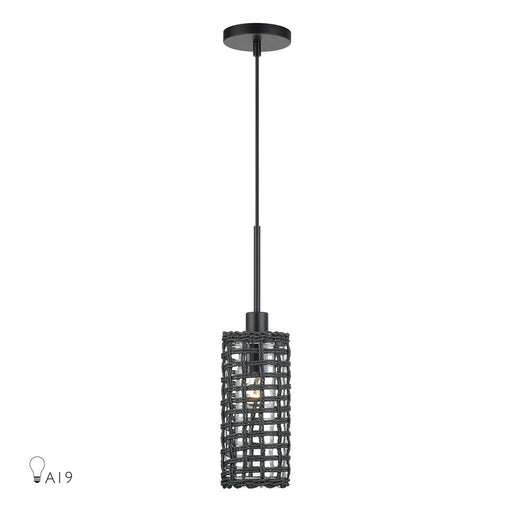 Livex Twinewell 1Lt Mini Pendant, Black/Black On Top of Clear Glass - 60451-04