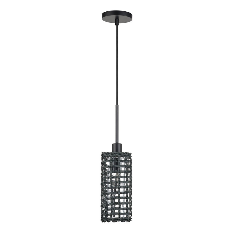 Livex Twinewell 1Lt Mini Pendant, Black/Black On Top of Clear Glass