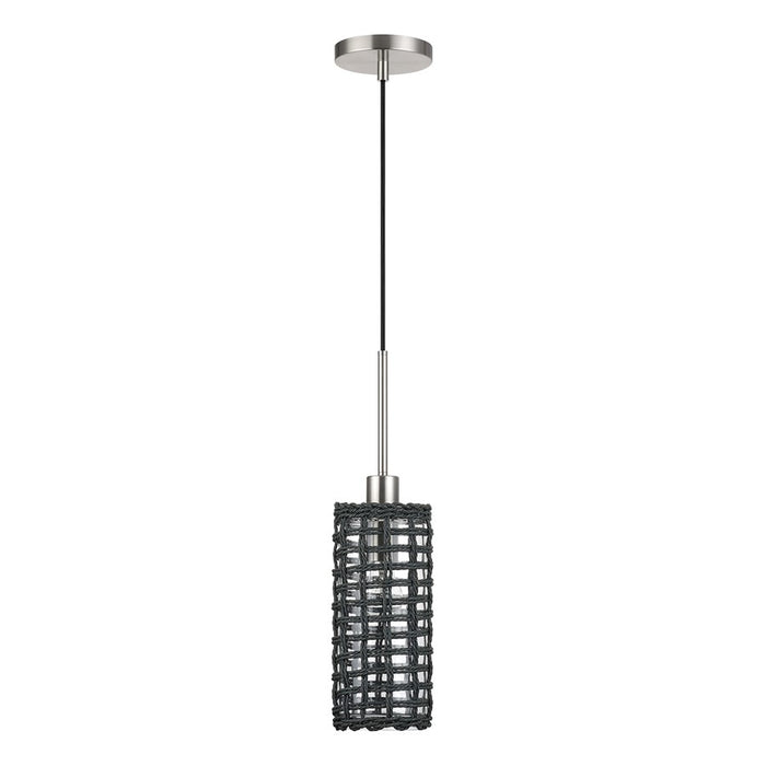 Livex Twinewell 1Lt Mini Pendant, Nickel/Black On Top of Clear Glass