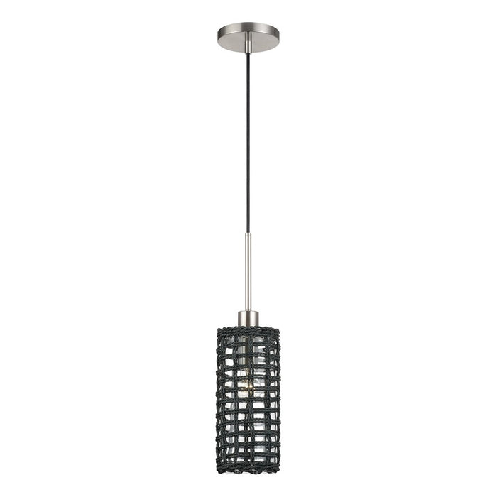 Livex Twinewell 1Lt Mini Pendant, Nickel/Black On Top of Clear Glass