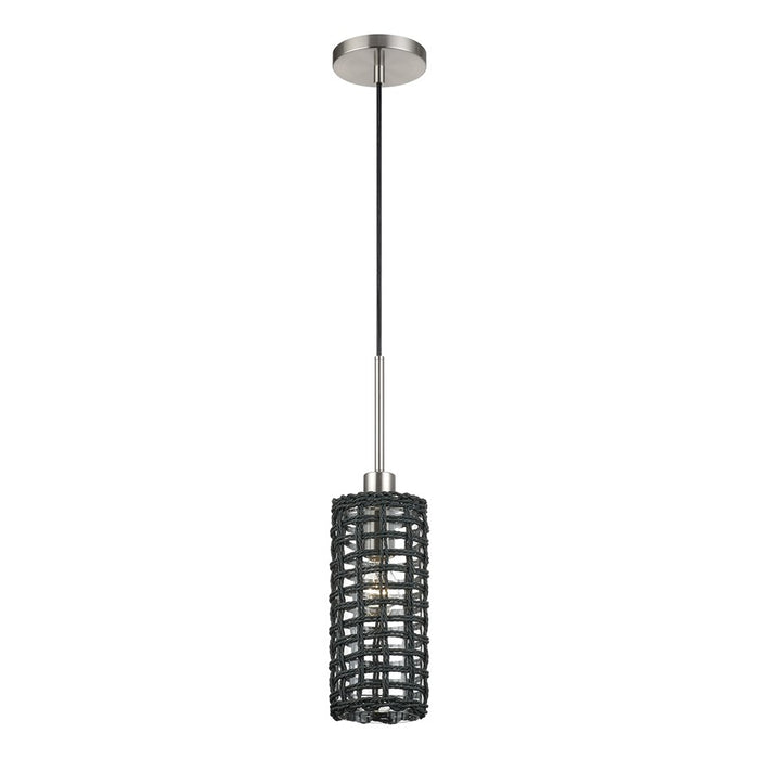 Livex Twinewell 1Lt Mini Pendant, Nickel/Black On Top of Clear Glass