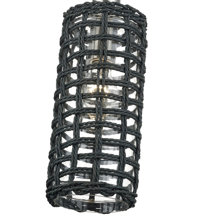 Livex Twinewell 1Lt Mini Pendant, Nickel/Black On Top of Clear Glass