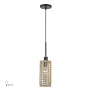 Livex Twinewell 1Lt Mini Pendant, Bronze/Beige On Top of Clear Glass - 60461-07