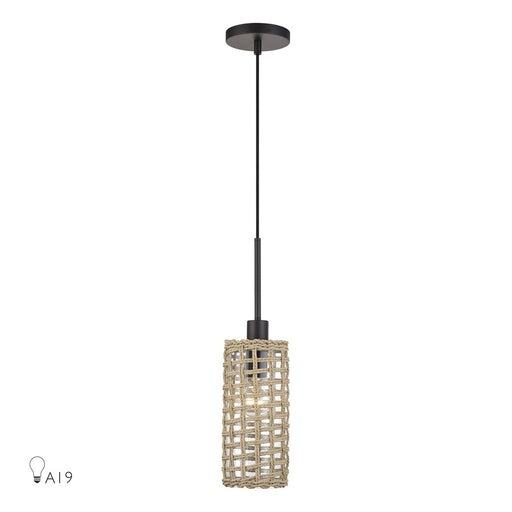Livex Twinewell 1Lt Mini Pendant, Bronze/Beige On Top of Clear Glass - 60461-07