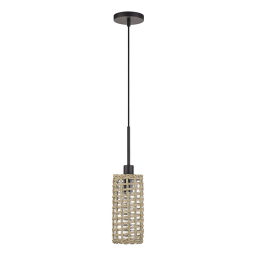 Livex Twinewell 1Lt Mini Pendant, Bronze/Beige On Top of Clear Glass