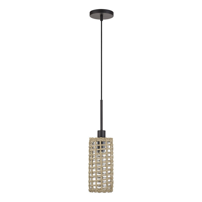 Livex Twinewell 1Lt Mini Pendant, Bronze/Beige On Top of Clear Glass