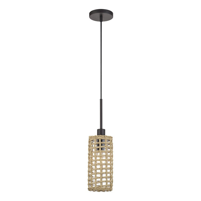 Livex Twinewell 1Lt Mini Pendant, Bronze/Beige On Top of Clear Glass