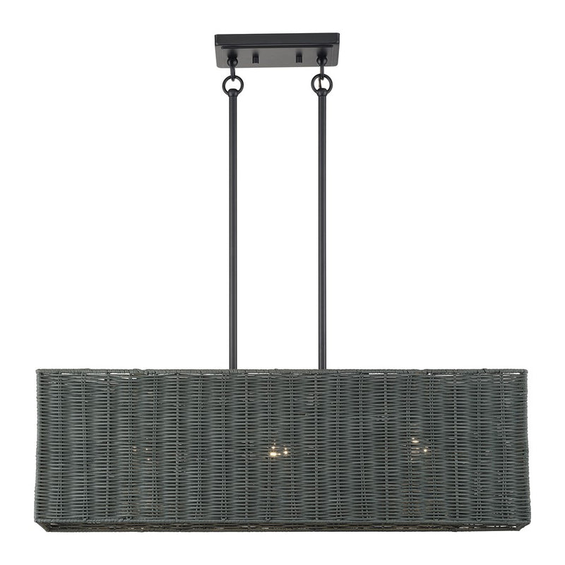 Livex Weavington 3Lt 30"L Linear Chandelier/SQ, Black/Charred Gray