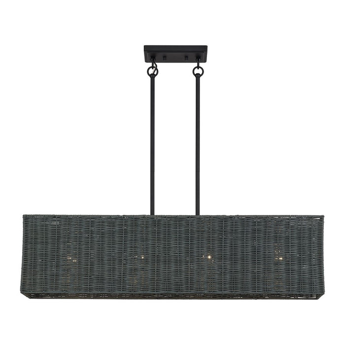 Livex Weavington 4Lt 36"L Linear Chandelier, Black/Charred Gray