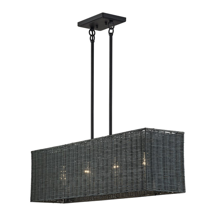Livex Weavington 4Lt 36"L Linear Chandelier, Black/Charred Gray