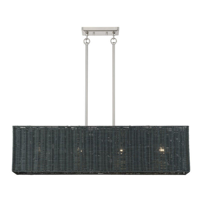 Livex Weavington 4Lt Large Linear Chandelier, Nickel/Charred Gray