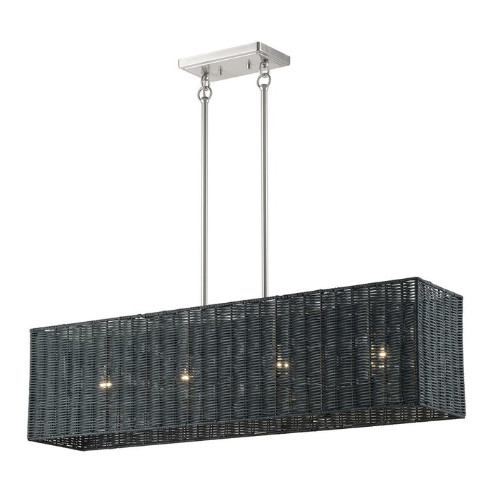 Livex Weavington 4Lt Large Linear Chandelier, Nickel/Charred Gray