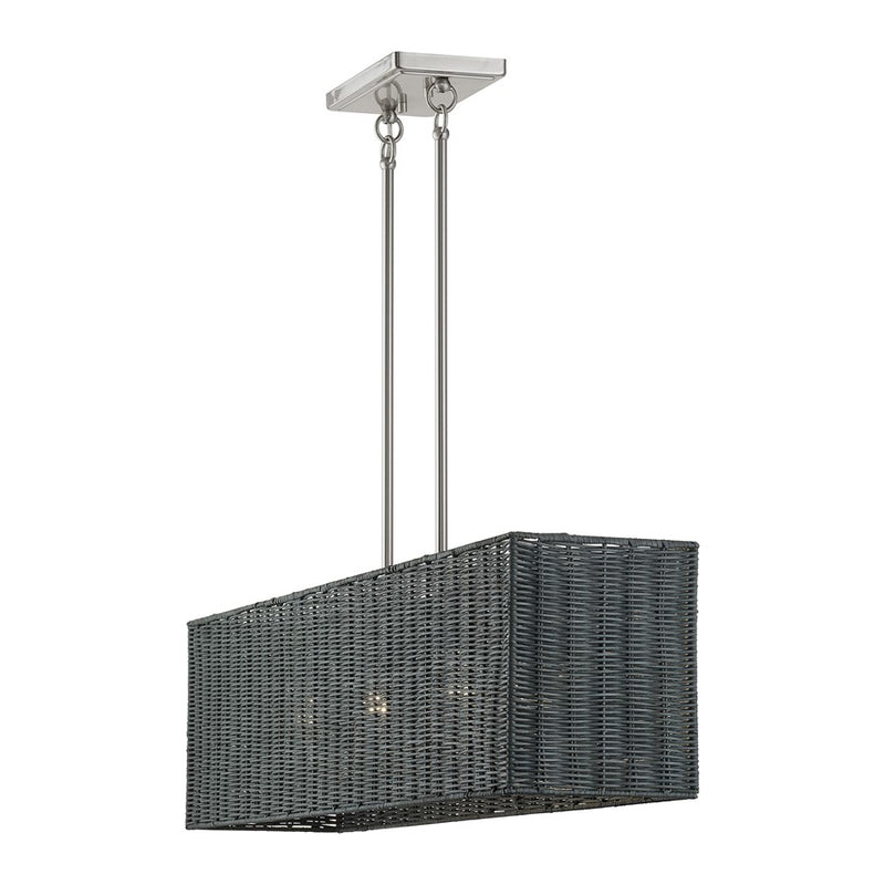 Livex Weavington 4Lt Large Linear Chandelier, Nickel/Charred Gray