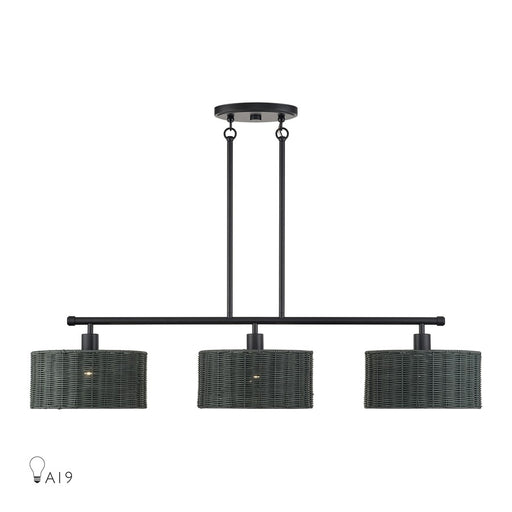 Livex Weavington 3Lt Extra Large Chandelier, Black/Charred Gray - 60554-04