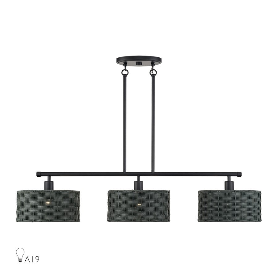 Livex Weavington 3Lt Extra Large Chandelier, Black/Charred Gray - 60554-04