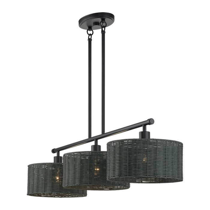 Livex Weavington 3Lt Extra Large Chandelier, Black/Charred Gray