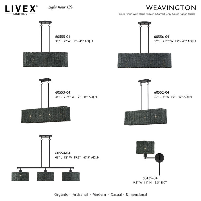 Livex Weavington 3Lt Extra Large Chandelier, Black/Charred Gray