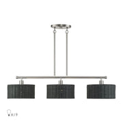 Livex Weavington 3Lt Extra Large Chandelier, Nickel/Charred Gray - 60554-91