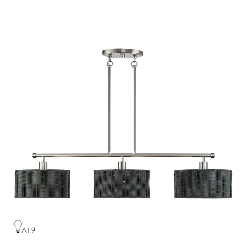 Livex Weavington 3Lt Extra Large Chandelier, Nickel/Charred Gray - 60554-91