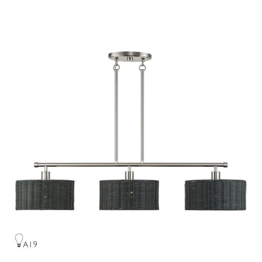 Livex Weavington 3Lt Extra Large Chandelier, Nickel/Charred Gray - 60554-91