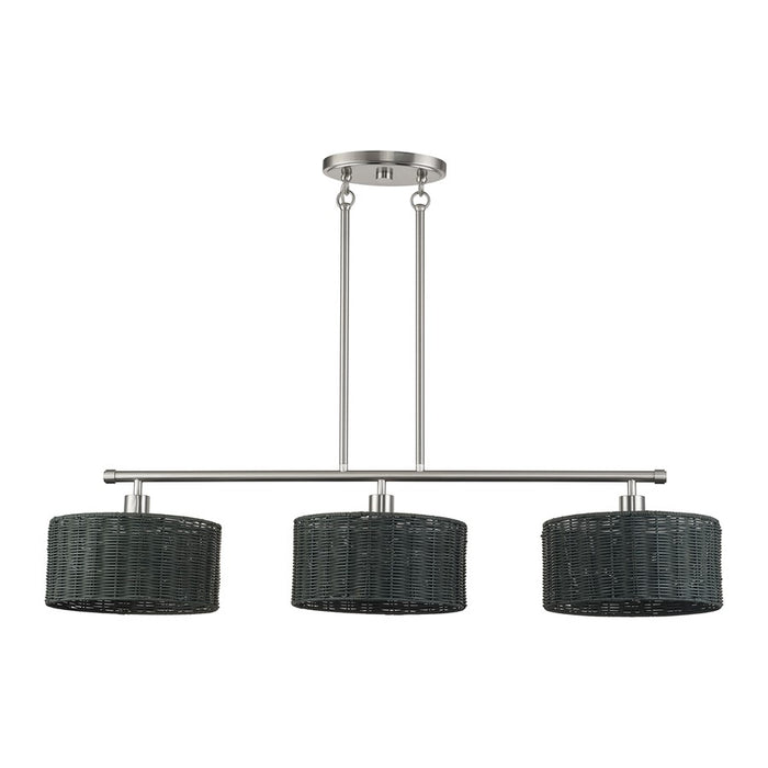 Livex Weavington 3Lt Extra Large Chandelier, Nickel/Charred Gray