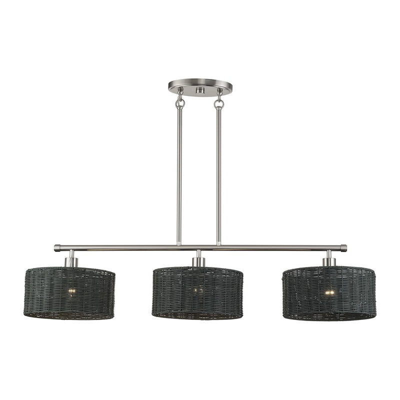 Livex Weavington 3Lt Extra Large Chandelier, Nickel/Charred Gray