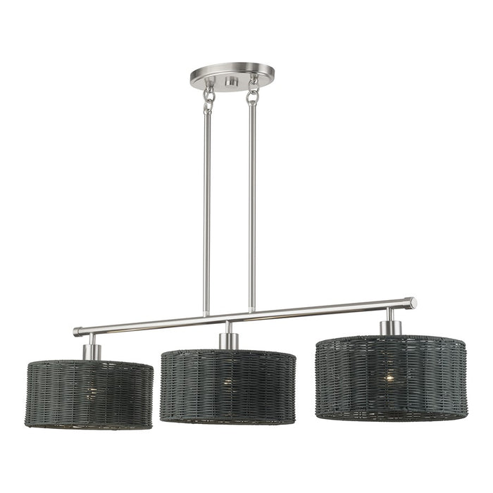 Livex Weavington 3Lt Extra Large Chandelier, Nickel/Charred Gray