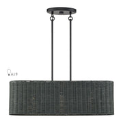 Livex Weavington 3Lt 30"L Linear Chandelier/RD, Black/Charred Gray - 60555-04