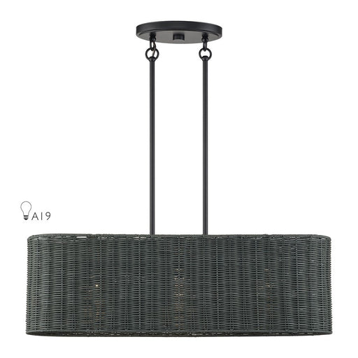 Livex Weavington 3Lt 30"L Linear Chandelier/RD, Black/Charred Gray - 60555-04