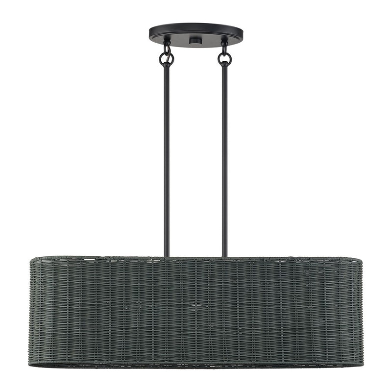 Livex Weavington 3Lt 30"L Linear Chandelier/RD, Black/Charred Gray