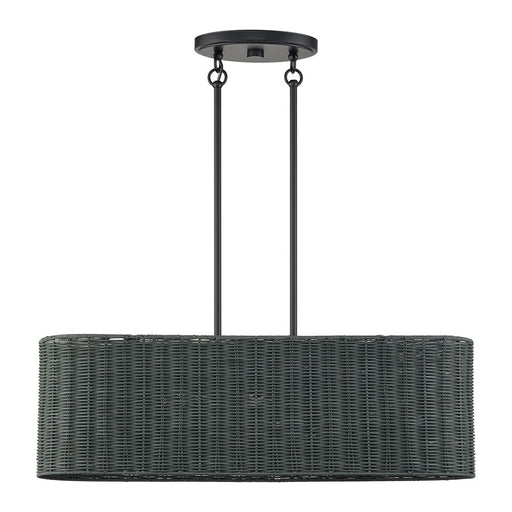 Livex Weavington 3Lt 30"L Linear Chandelier/RD, Black/Charred Gray