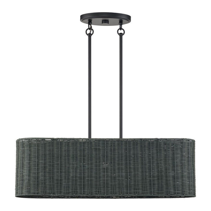 Livex Weavington 3Lt 30"L Linear Chandelier/RD, Black/Charred Gray