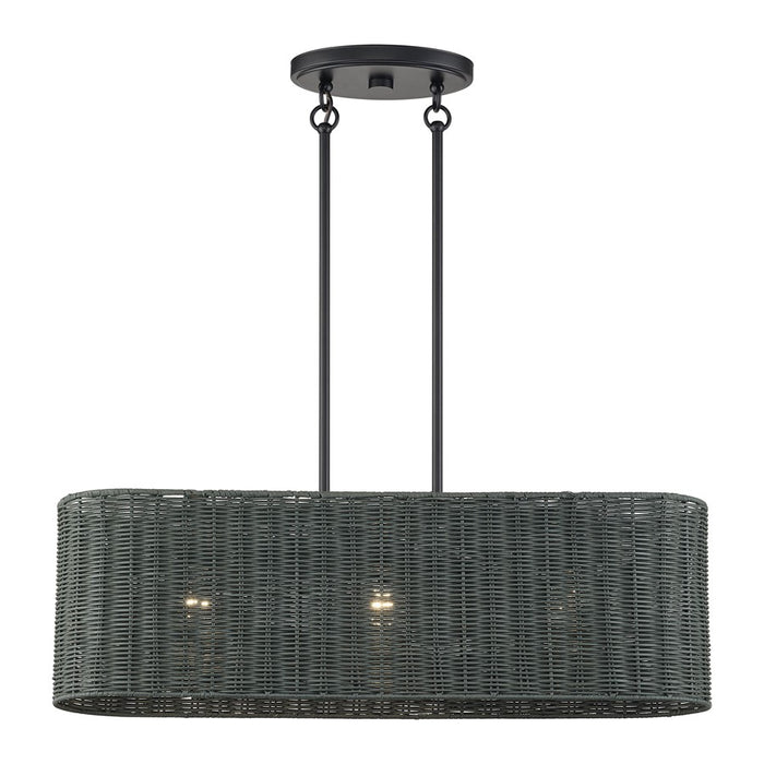 Livex Weavington 3Lt 30"L Linear Chandelier/RD, Black/Charred Gray